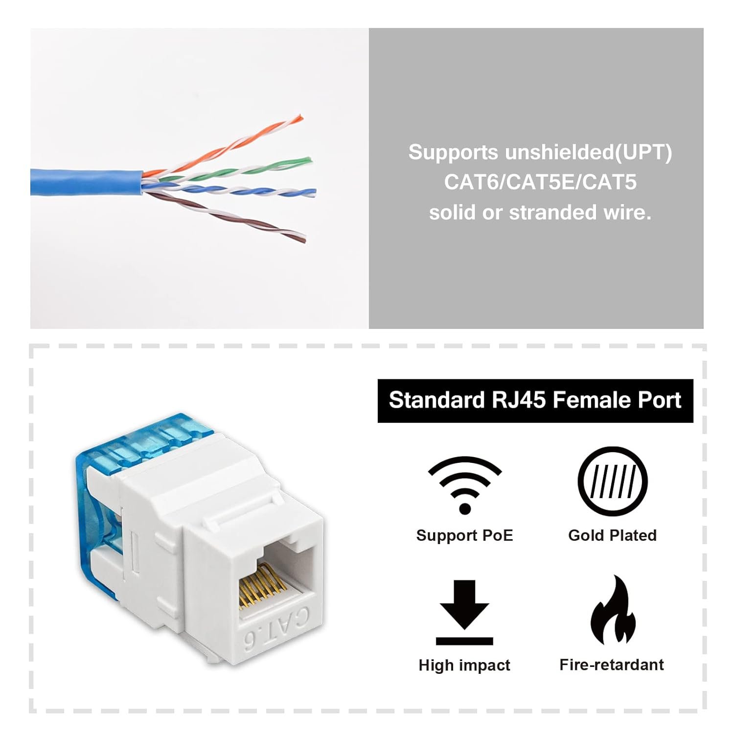 CAT6 Keystone Jack 180deg (10Pc) - Image 3
