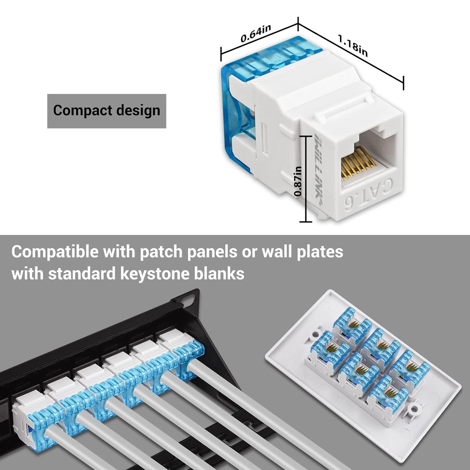 CAT6 Keystone Jack 180deg (10Pc) - Image 4